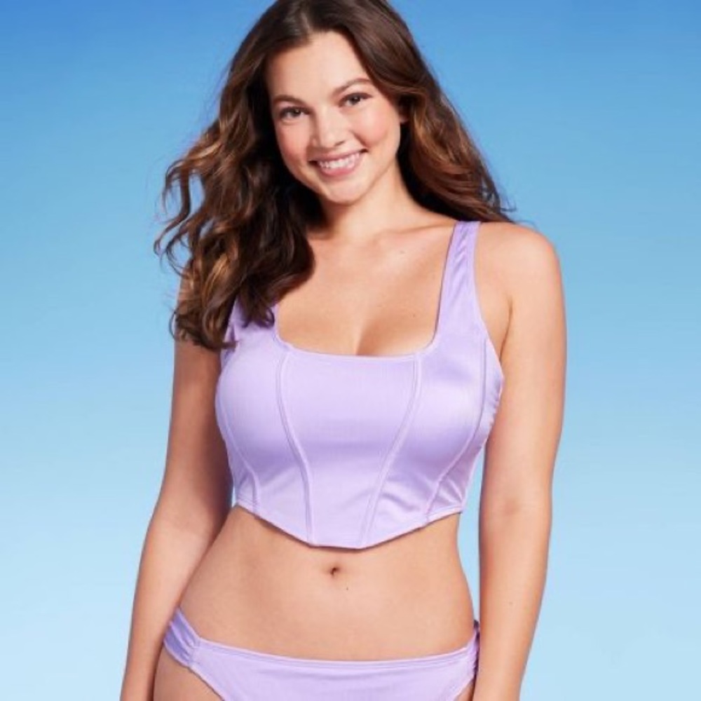 Women's Longline Corset Top Bikini Top - Wild Fable™ Purple